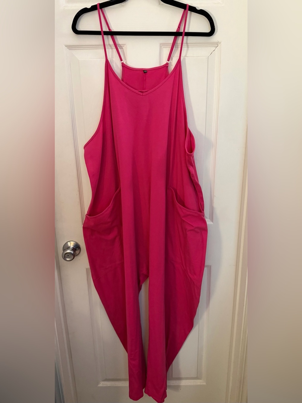 Unlisted Hot Pink Draped Jumpsuit Romper with Pockets